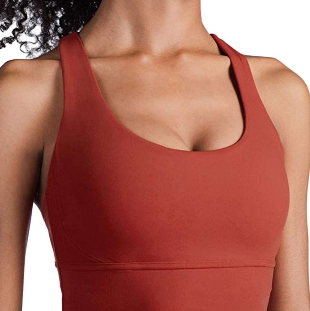 Red Strappy back long line sports bra - Picture 3 of 14